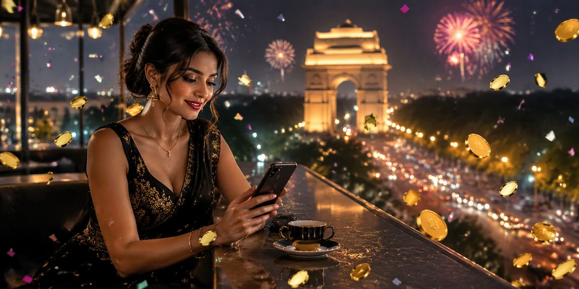 Delhi India Gate with mobile casino player